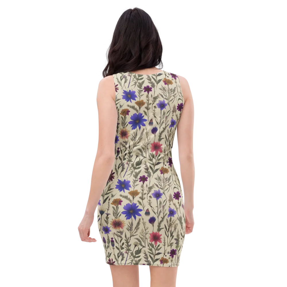 Wildflower Herbarium on Bodycon Dress — Back