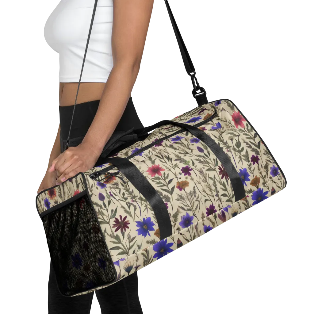 Wildflower Herbarium on Duffle Bag — Front