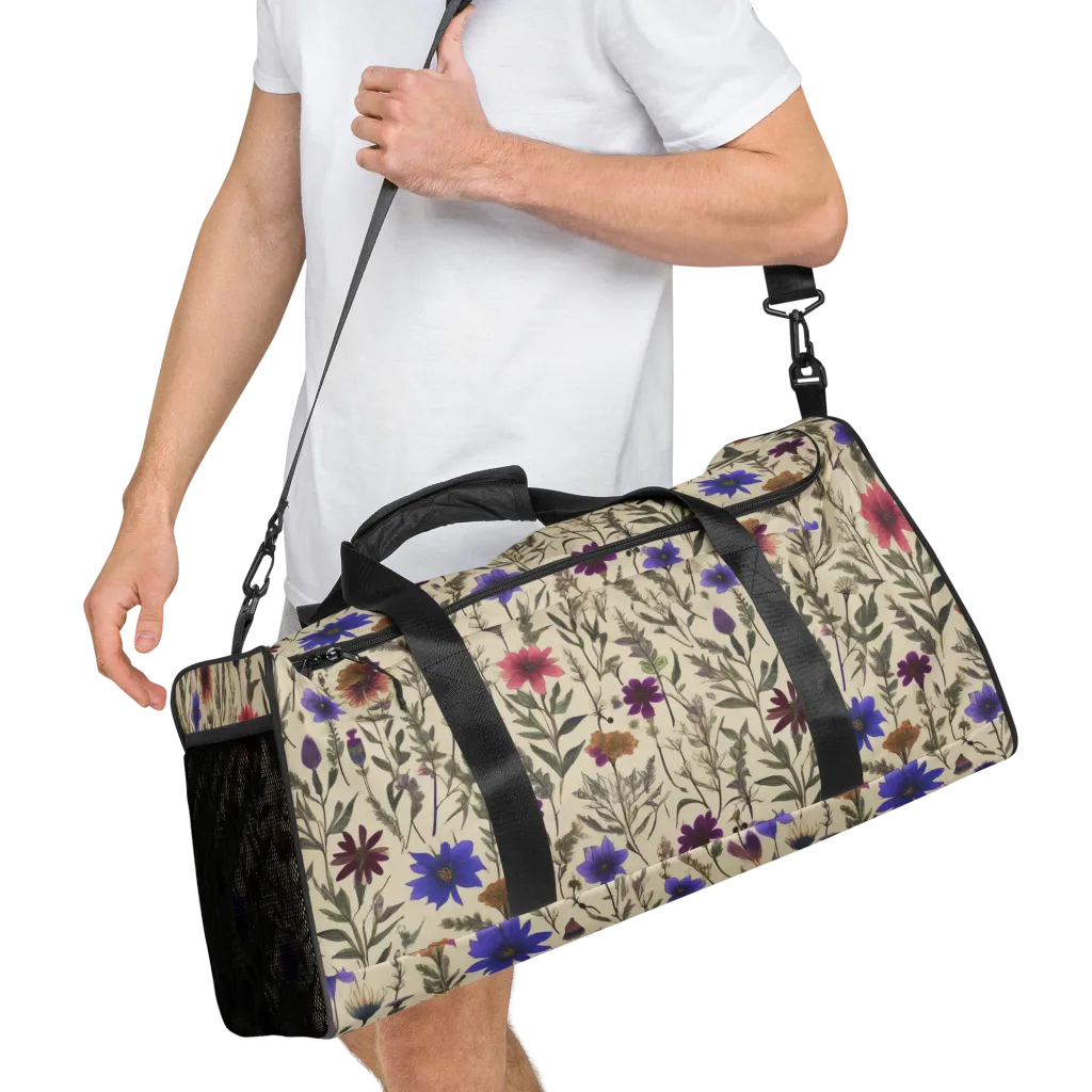 Wildflower Herbarium on Duffle Bag — Right Front