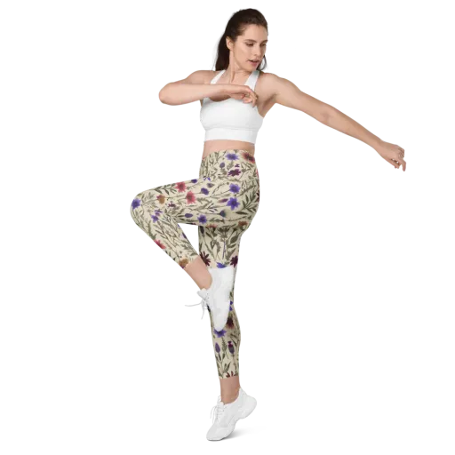Wildflower Herbarium on a Leggings with Pockets