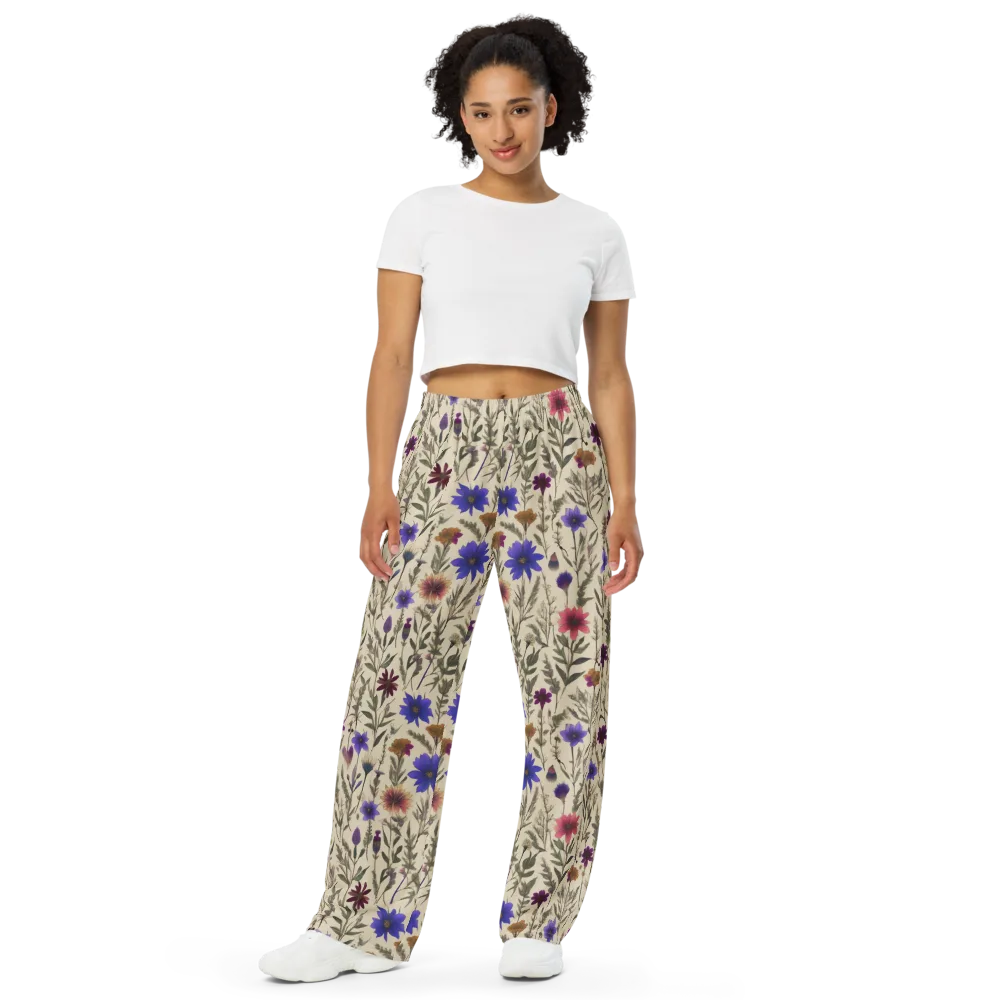 Wildflower Herbarium on Wide-Leg Pants — Front