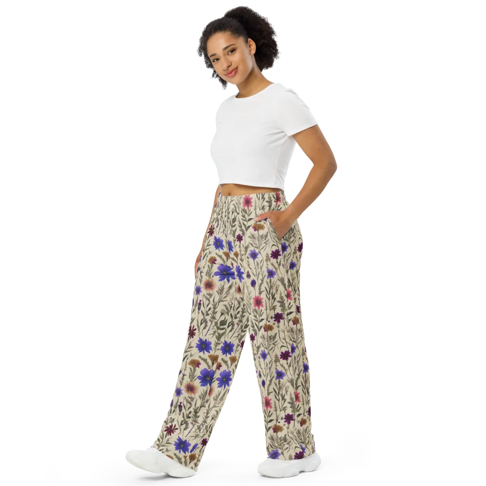 Wildflower Herbarium on Wide-Leg Pants — Left Front