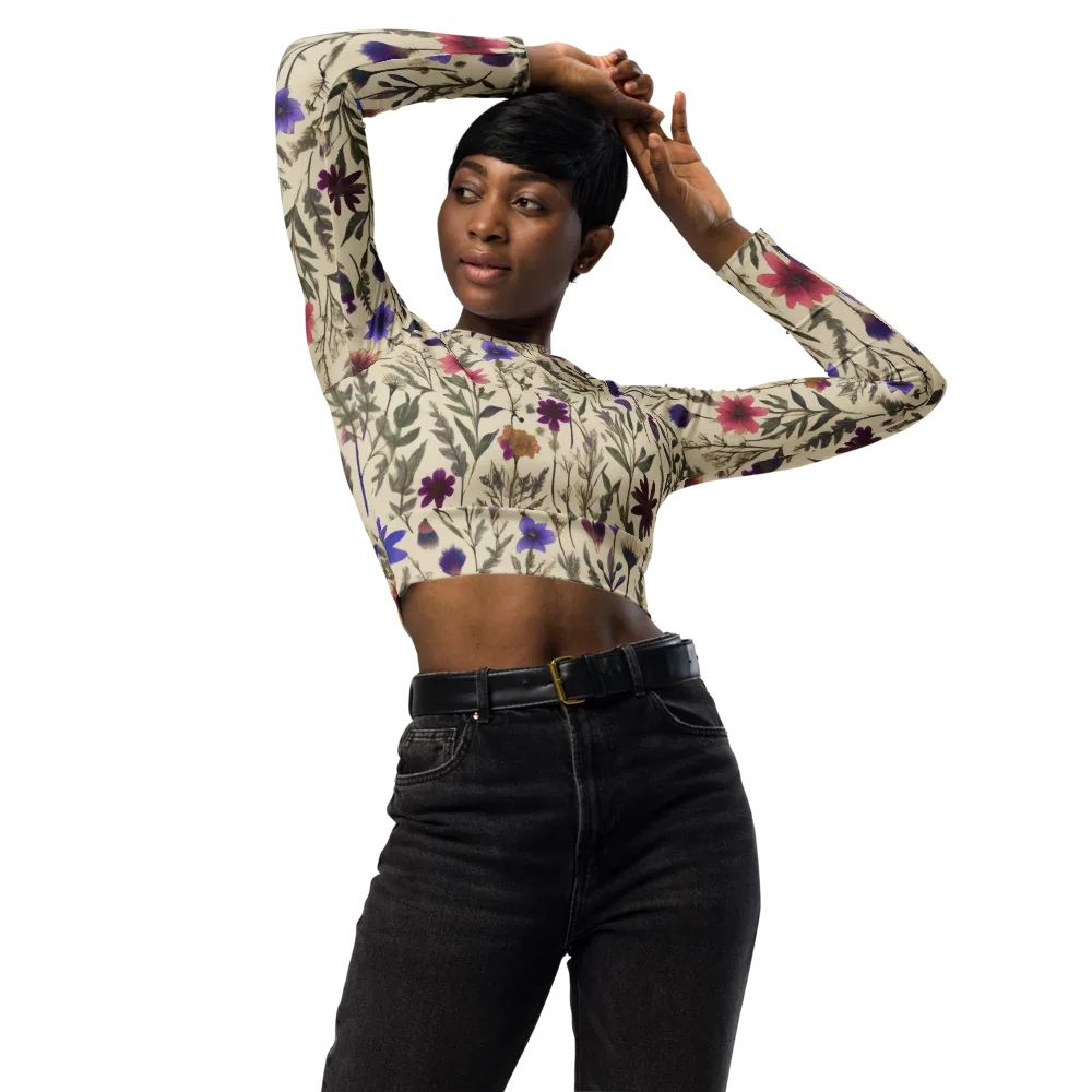 Wildflower Herbarium on Long Sleeve Crop Top — Front