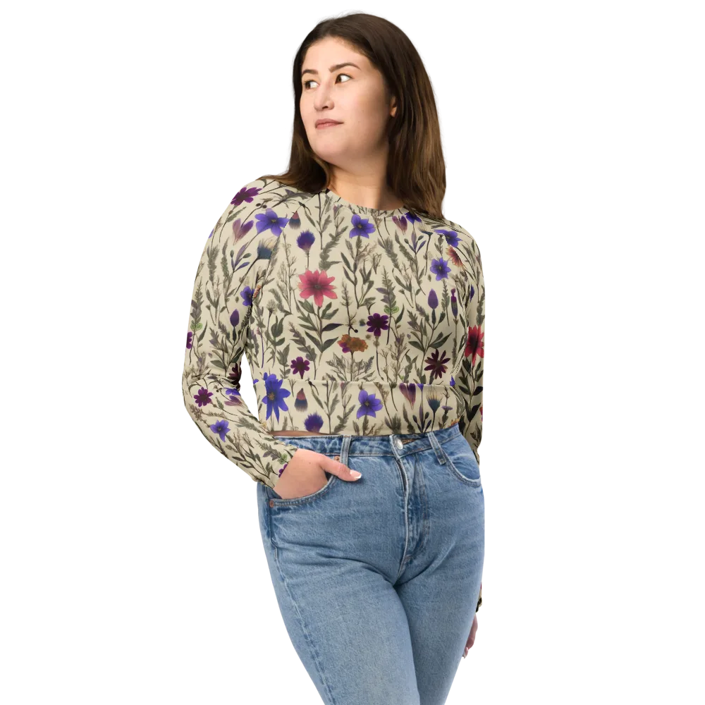 Wildflower Herbarium on Long Sleeve Crop Top — Front