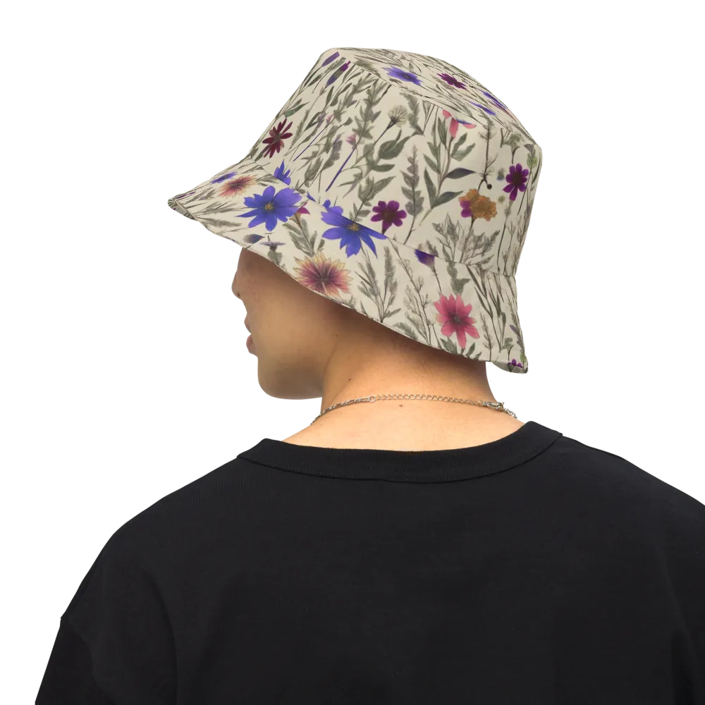 Wildflower Herbarium on Reversible Bucket Hat — Back Inside