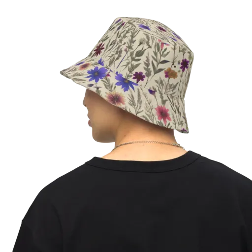 Wildflower Herbarium on a Reversible Bucket Hat