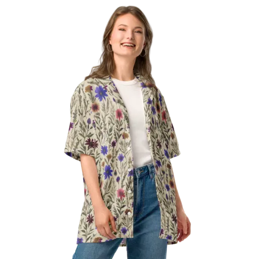 Wildflower Herbarium on a Button Shirt