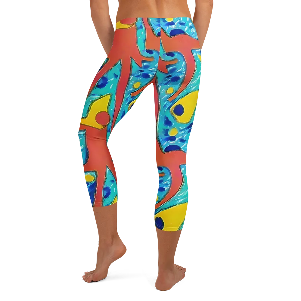 Aqua Uproar on Capri Leggings — Back