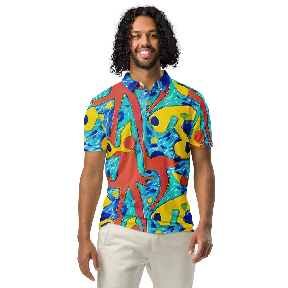 Aqua Uproar on Men's Slim Fit Polo Shirt — Front