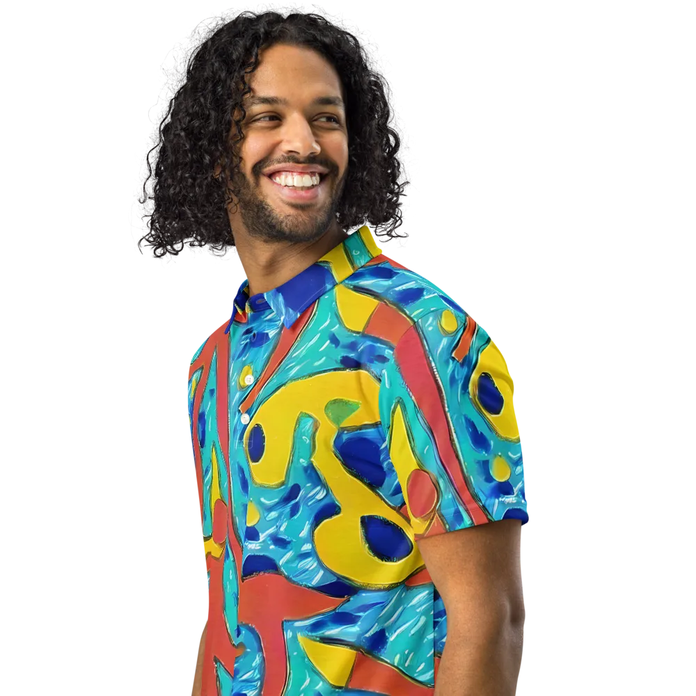 Aqua Uproar on Men's Slim Fit Polo Shirt — Left Front