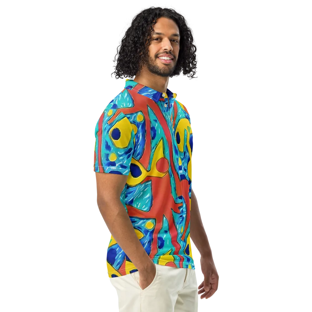 Aqua Uproar on Men's Slim Fit Polo Shirt — Right Front
