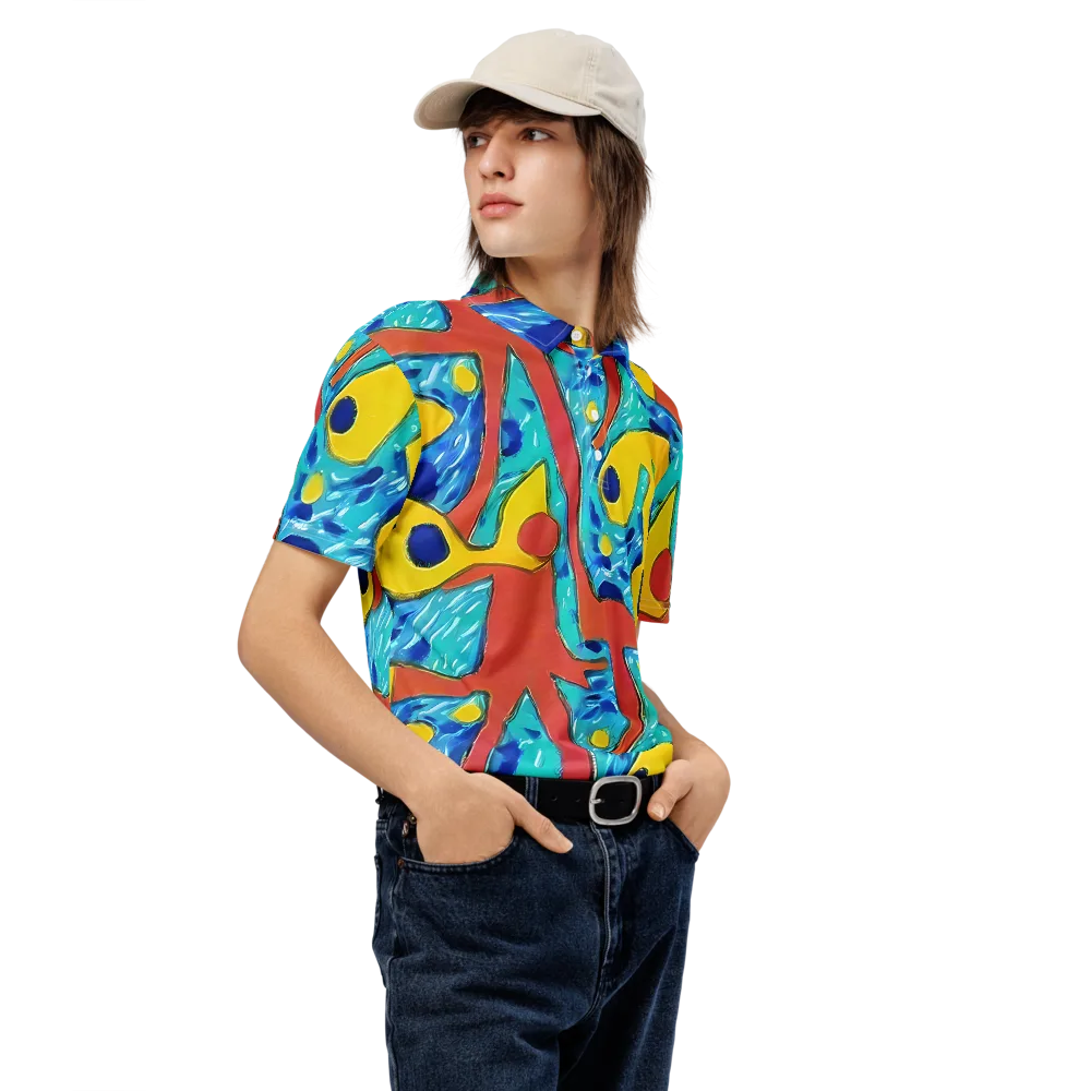 Aqua Uproar on Men's Slim Fit Polo Shirt — Right Front