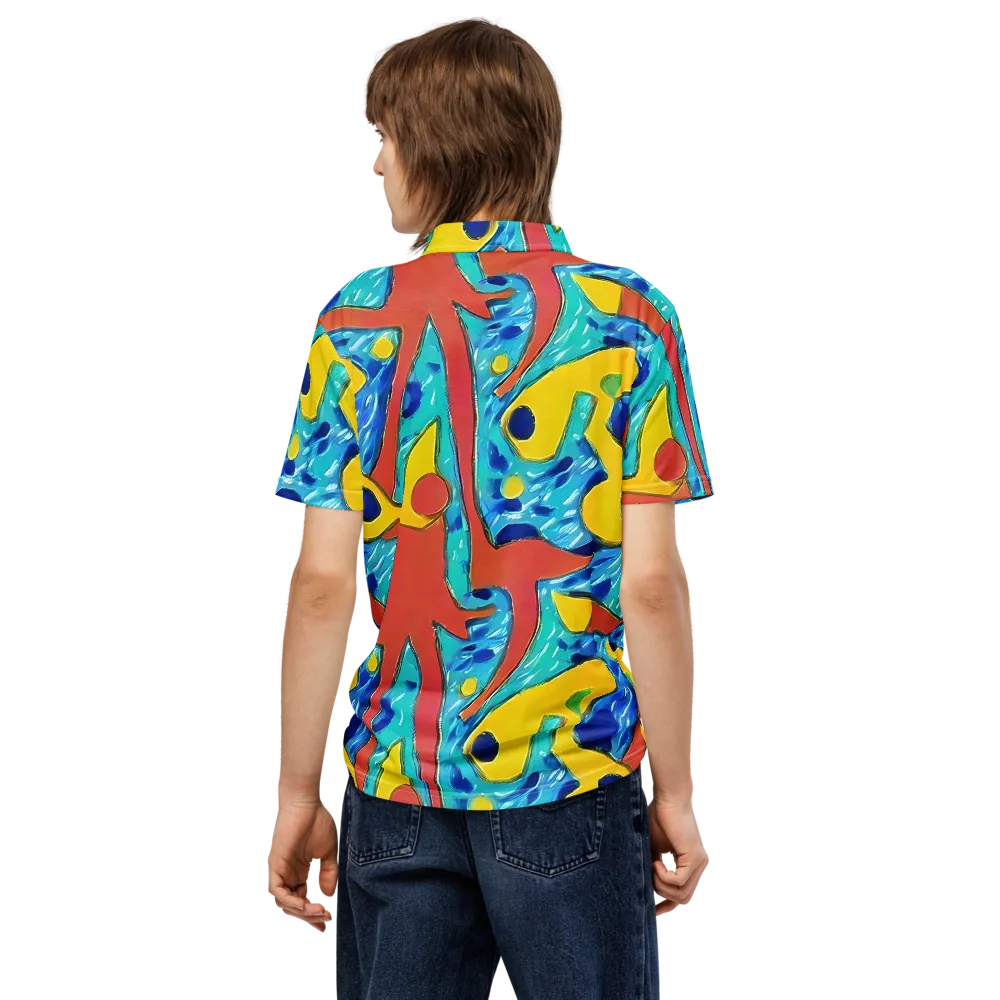 Aqua Uproar on Men's Slim Fit Polo Shirt — Back
