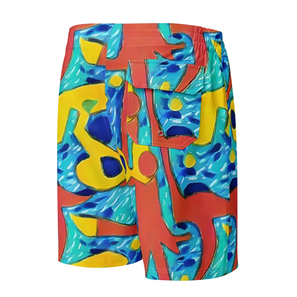 Aqua Uproar on Men's Board Shorts — Back