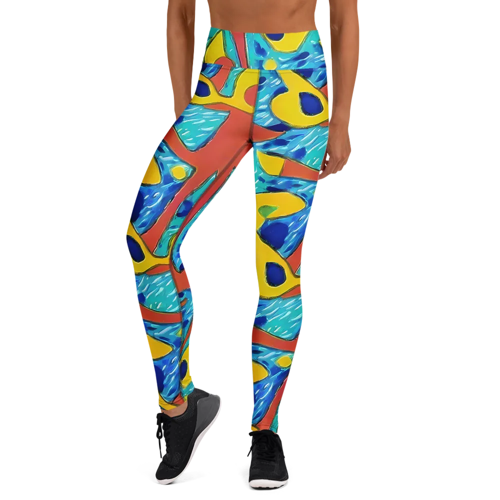 Aqua Uproar on Yoga Leggings — Front