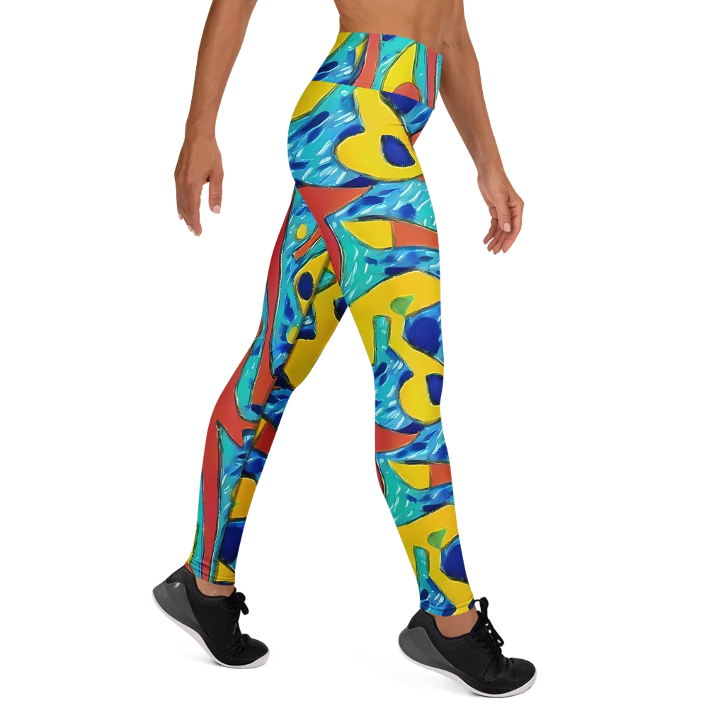 Aqua Uproar on Yoga Leggings — Right