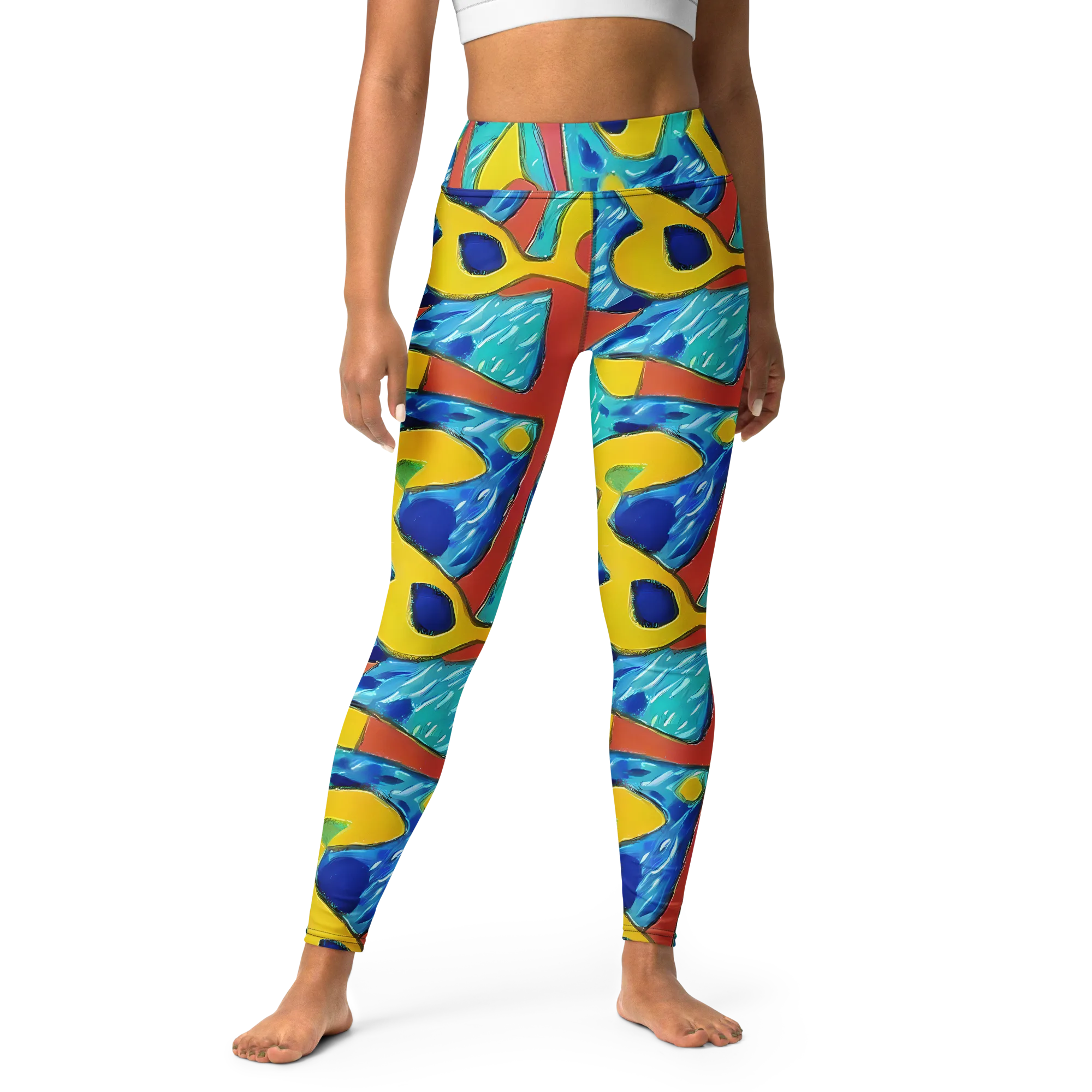 Aqua Uproar on Yoga Leggings — Front