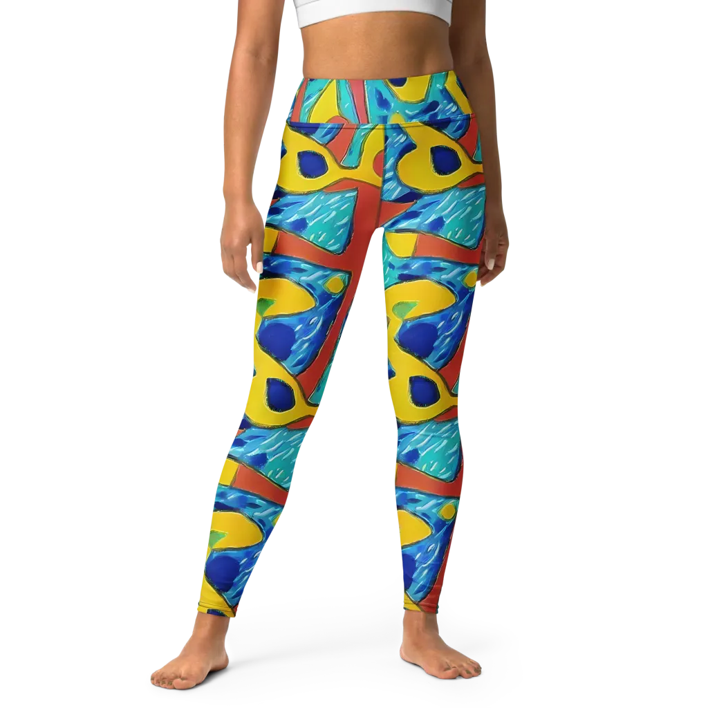 Aqua Uproar on Yoga Leggings — Front
