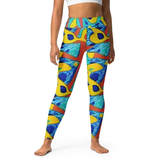 Aqua Uproar on a Yoga Leggings