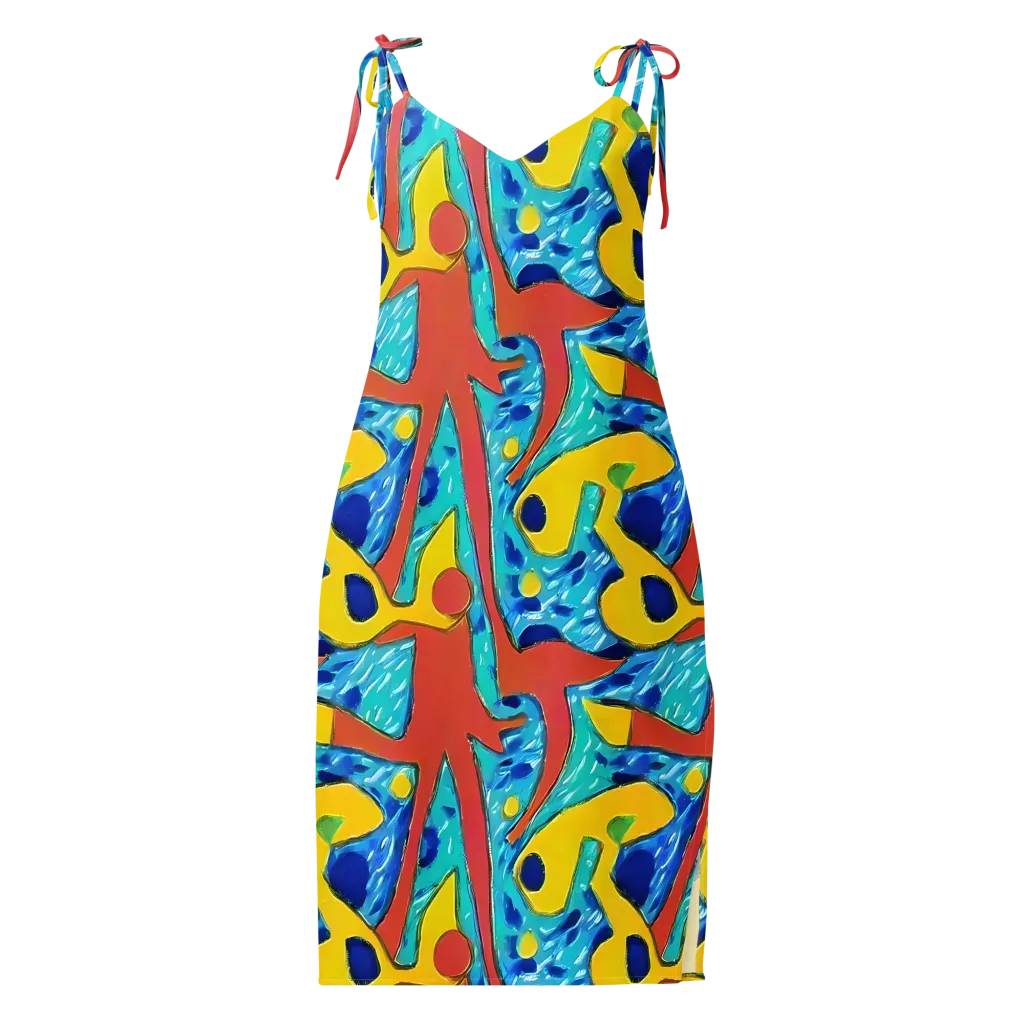Aqua Uproar on Slip Dress — Front