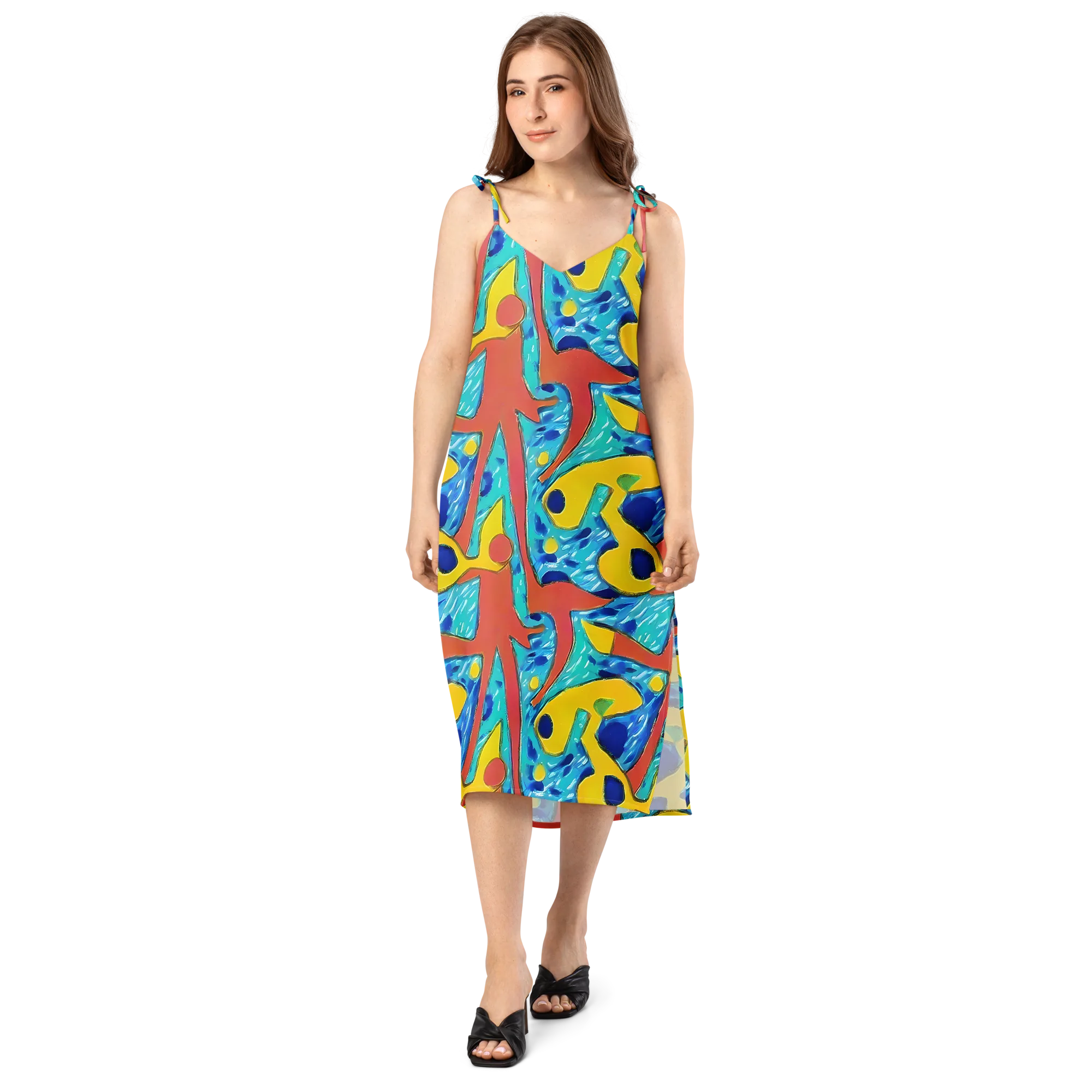 Aqua Uproar on Slip Dress — Front