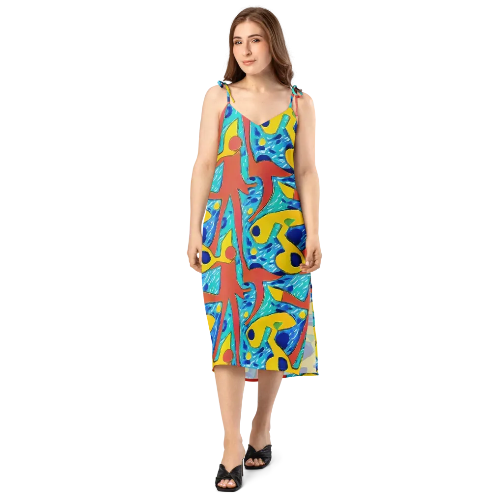 Aqua Uproar on Slip Dress — Front