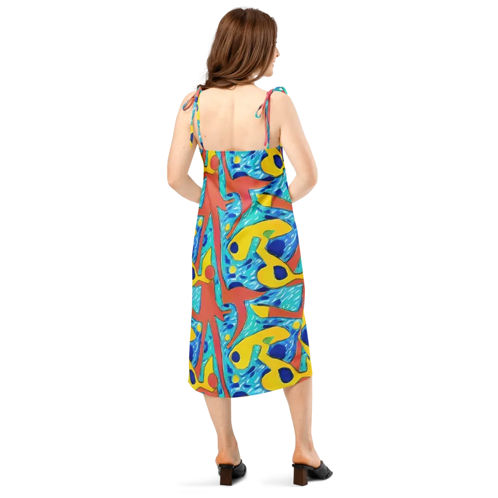Aqua Uproar on Slip Dress — Back