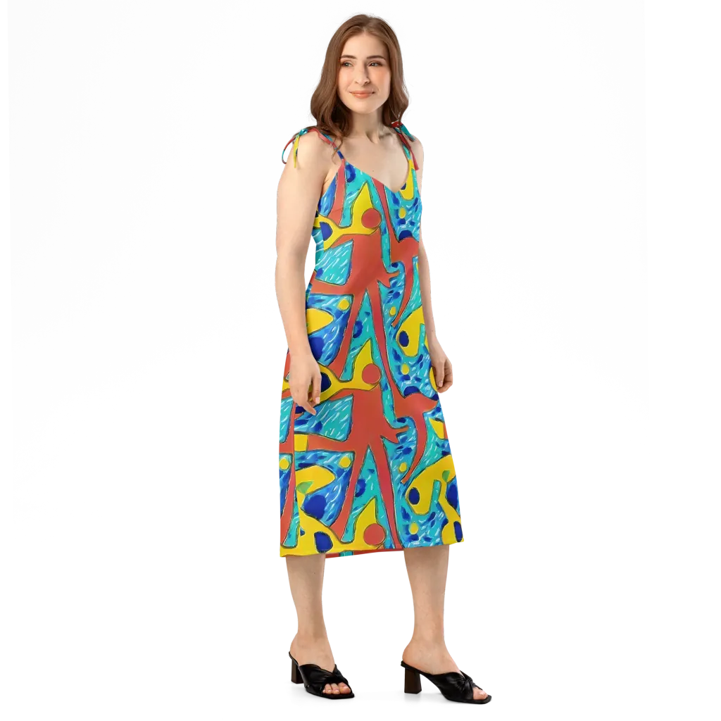 Aqua Uproar on Slip Dress — Right Front