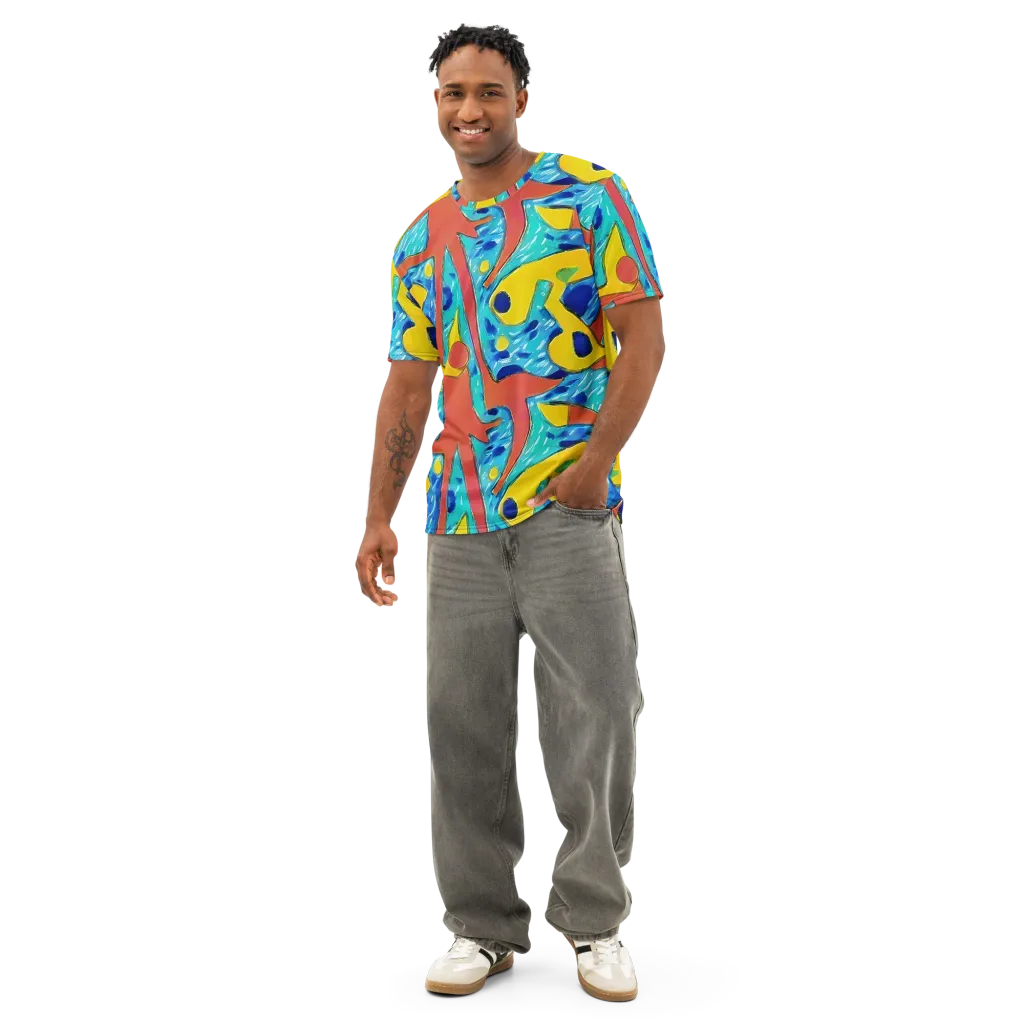 Aqua Uproar on Men's Cotton Crew Neck T-Shirt — Front