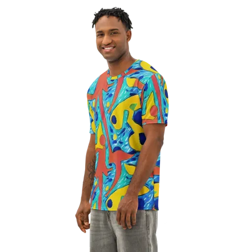 Aqua Uproar on a Men's Cotton Crew Neck T-Shirt