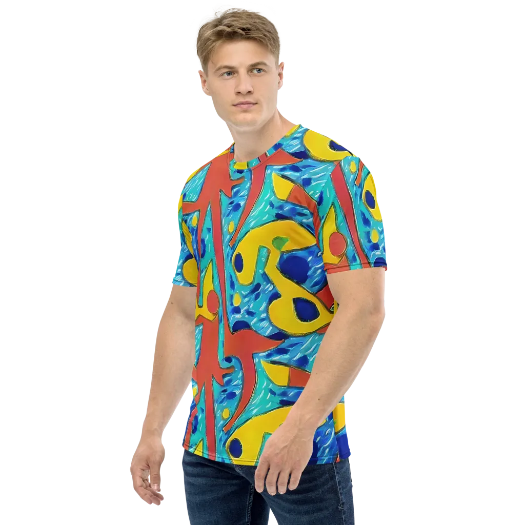 Aqua Uproar on Men's Crew Neck T-Shirt — Left