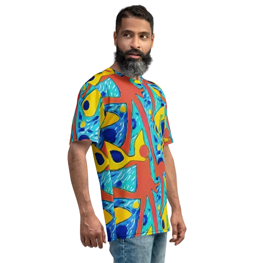 Aqua Uproar on Men's Crew Neck T-Shirt — Right
