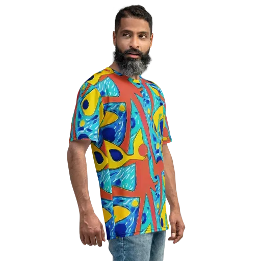 Aqua Uproar on a Men's Crew Neck T-Shirt