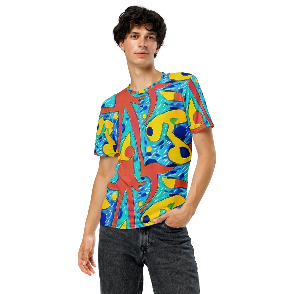 Aqua Uproar on Men's Crew Neck T-Shirt — Front