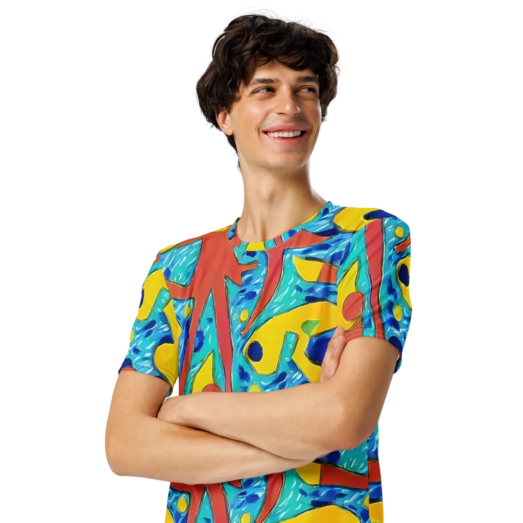 Aqua Uproar on Men's Crew Neck T-Shirt — Left Front