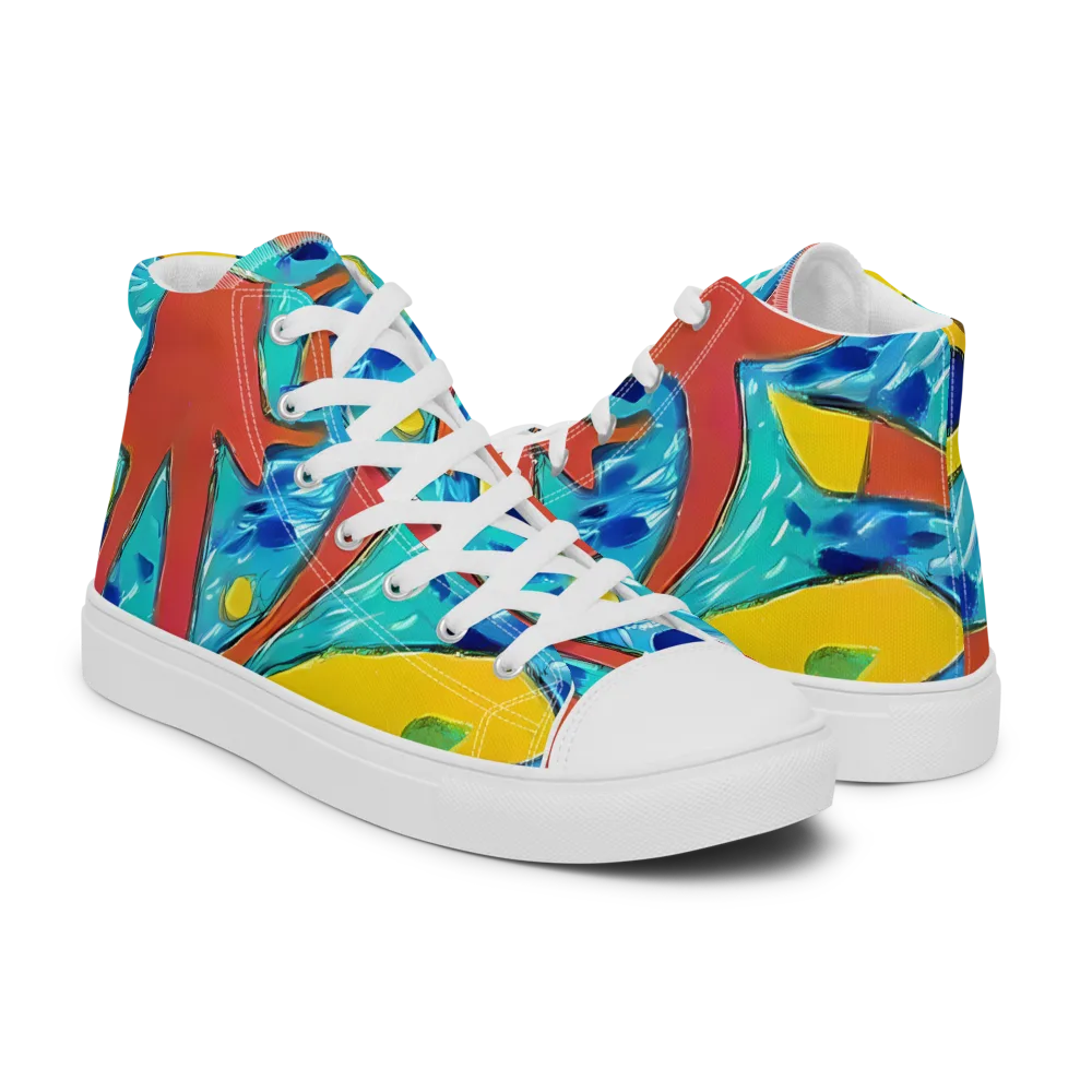 Aqua Uproar on Men's High Top Canvas Shoes — Right