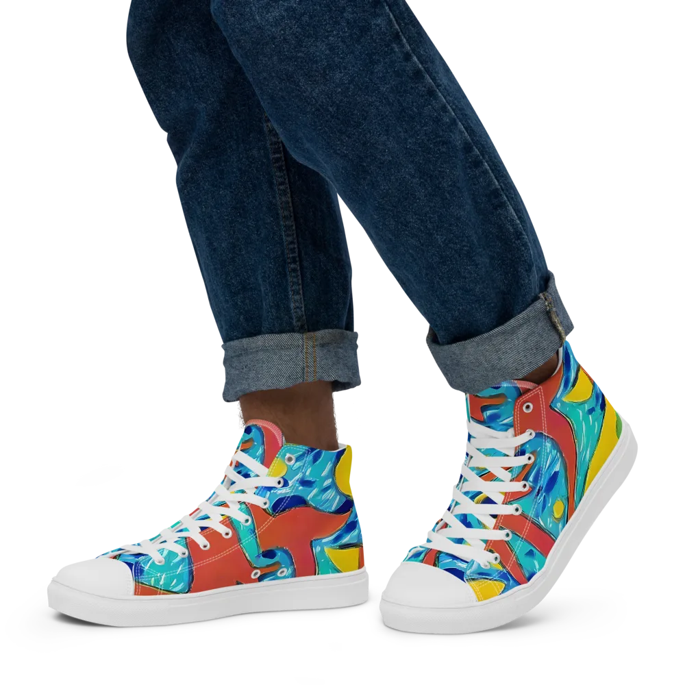 Aqua Uproar on Men's High Top Canvas Shoes — Left