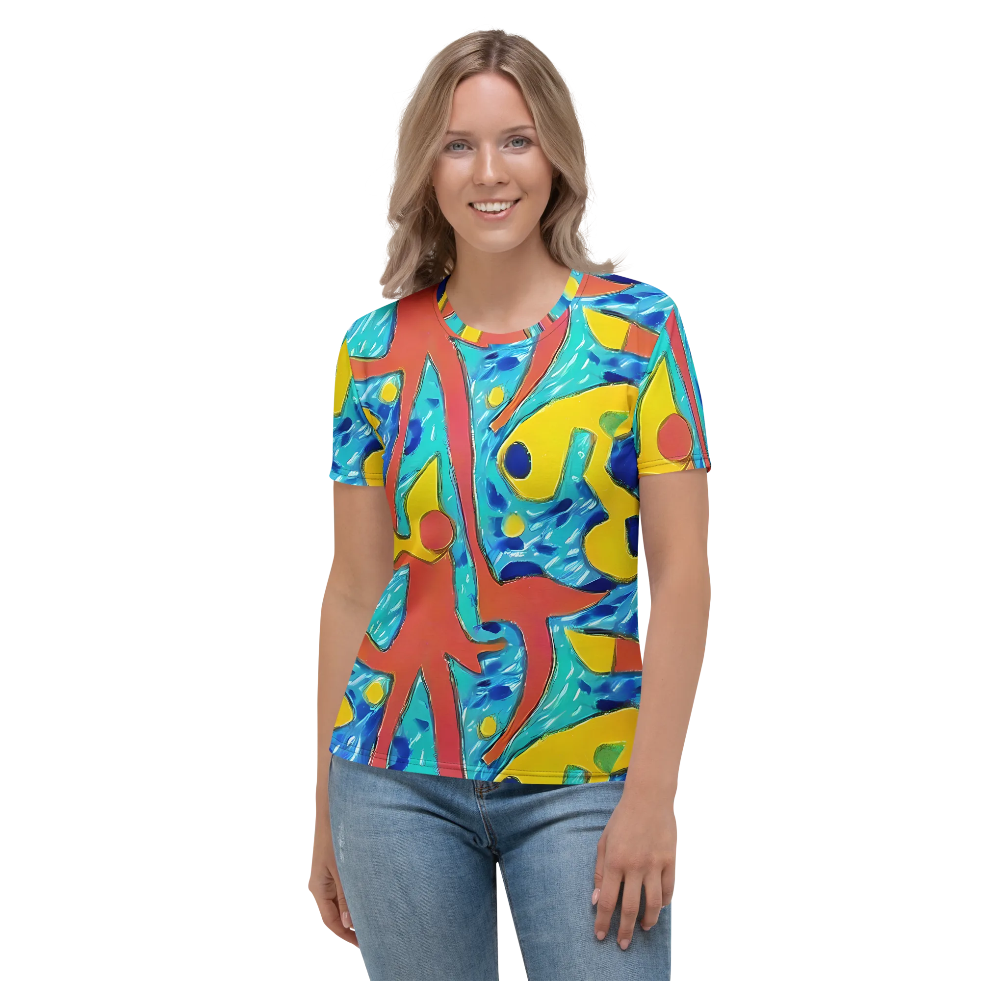 Aqua Uproar on Women's Crew Neck T-Shirt — Front