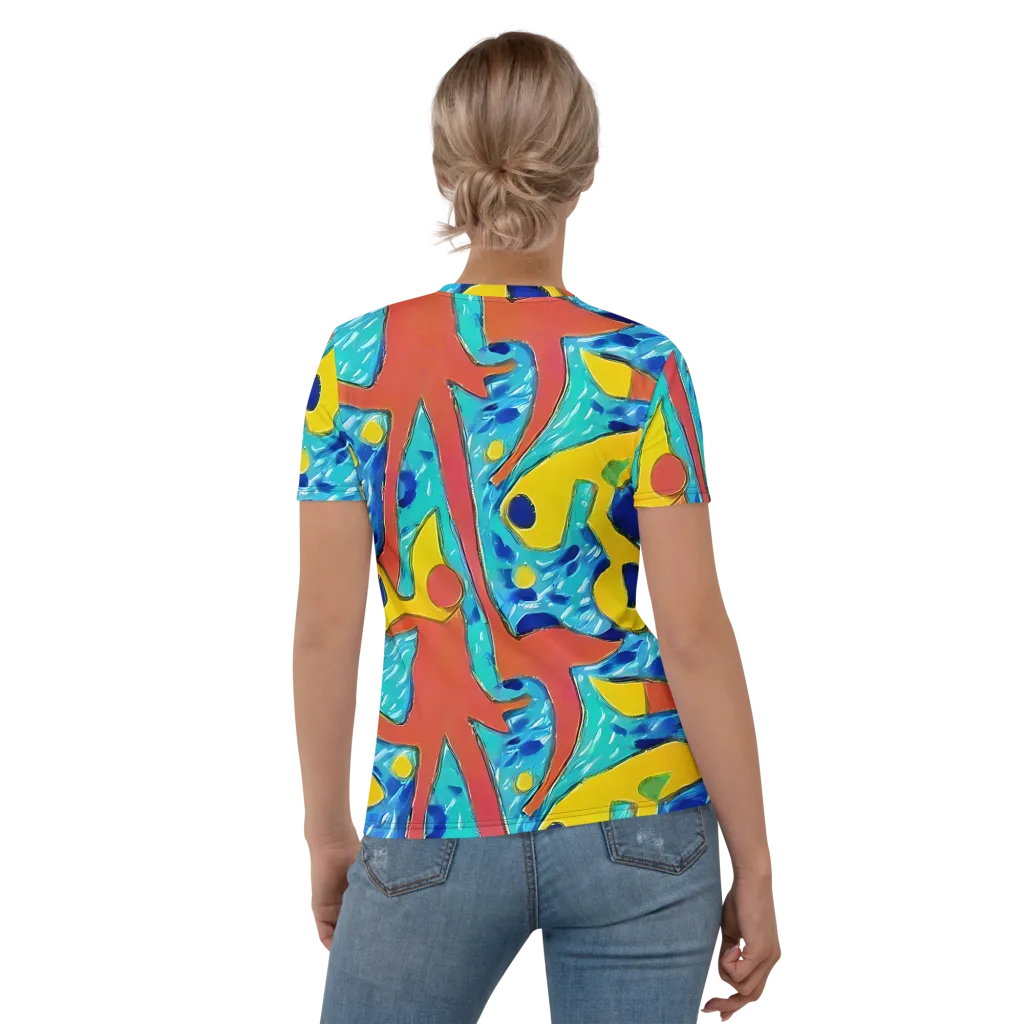Aqua Uproar on Women's Crew Neck T-Shirt — Back