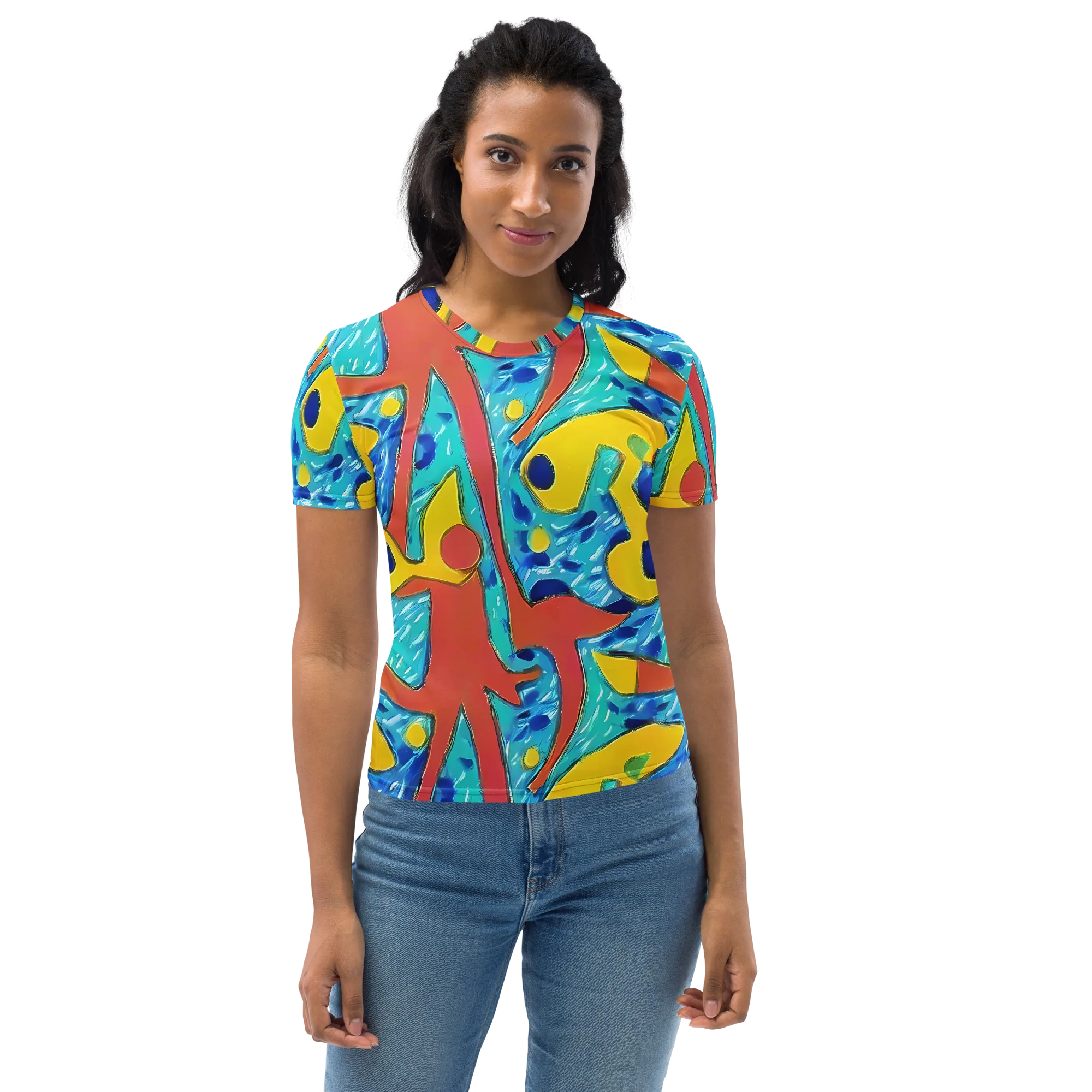 Aqua Uproar on Women's Crew Neck T-Shirt — Front