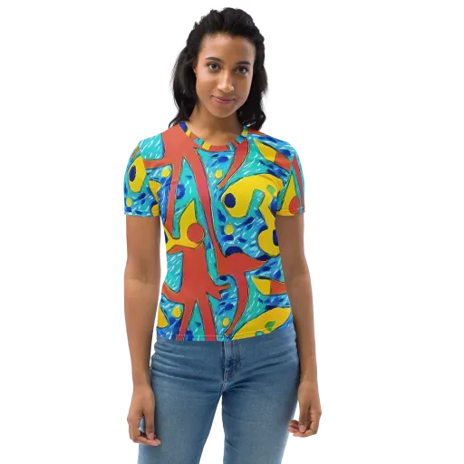 Aqua Uproar on a Women's Crew Neck T-Shirt