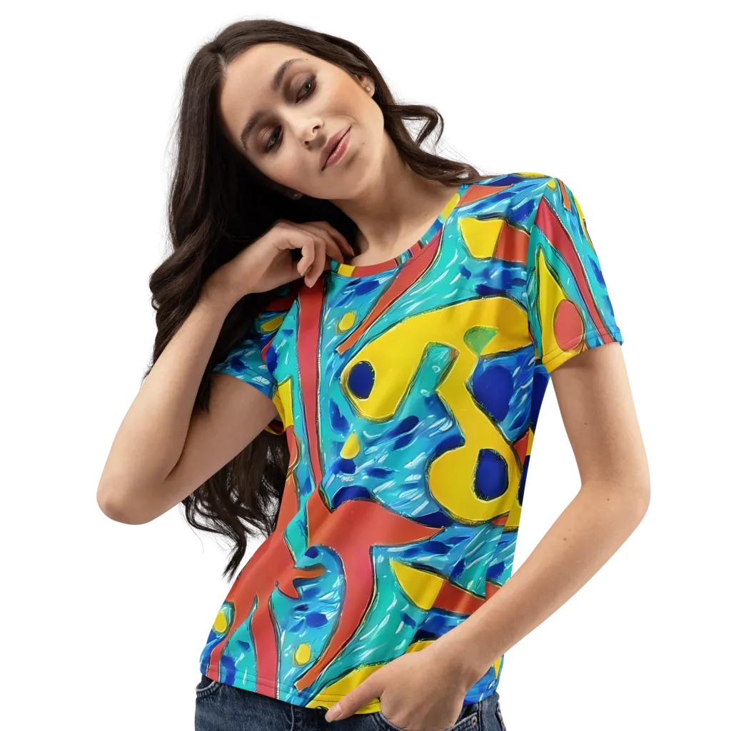 Aqua Uproar on Women's Crew Neck T-Shirt — Left Front