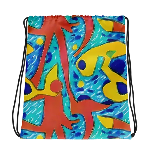 Aqua Uproar on a Drawstring Bag