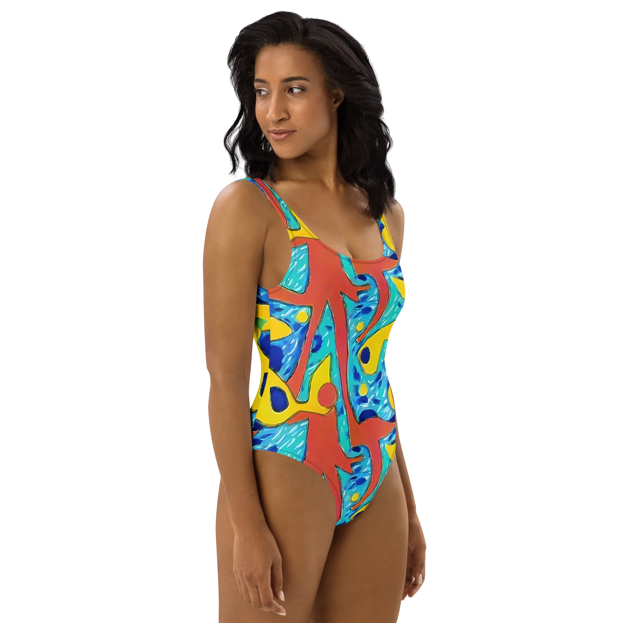 Aqua Uproar on One-Piece Swimsuit — Right