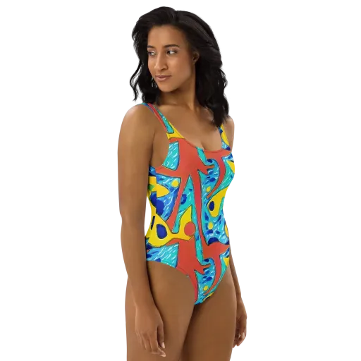 Aqua Uproar on a One-Piece Swimsuit