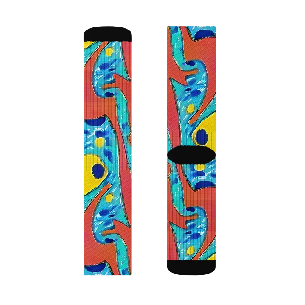 Aqua Uproar on Socks — Left Sock