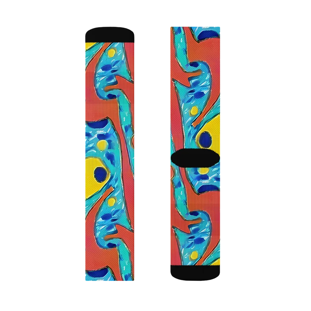 Aqua Uproar on Socks — Right Sock