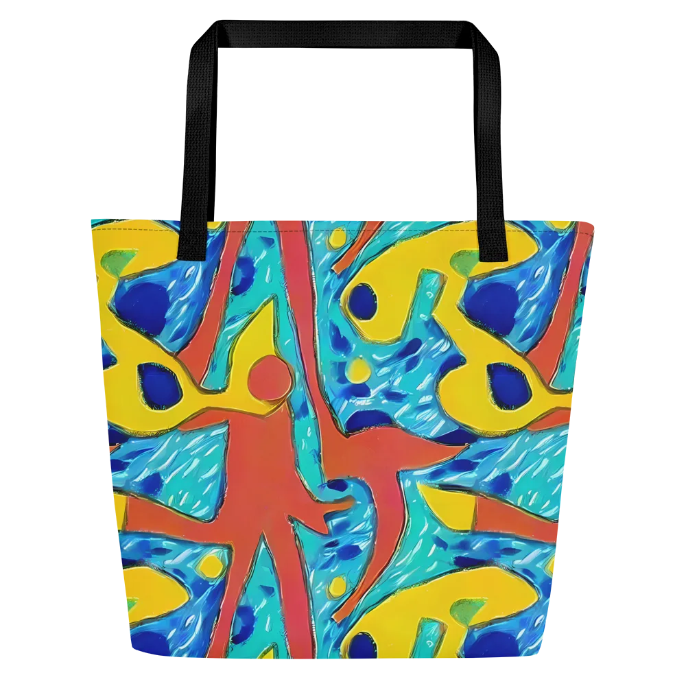 Aqua Uproar on Large Tote Bag W/ Pocket — Front