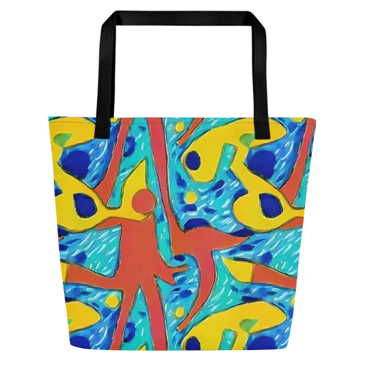 Aqua Uproar on a Large Tote Bag W/ Pocket