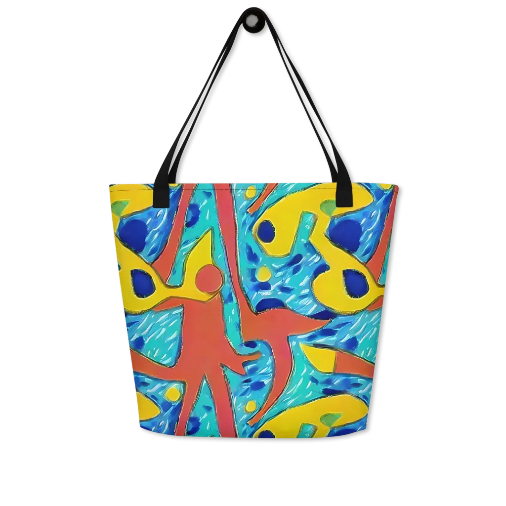 Aqua Uproar on Large Tote Bag W/ Pocket — Front